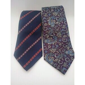 Vintage Christian Dior Paisley And Striped Silk Ties Made in USA - Set Of 2